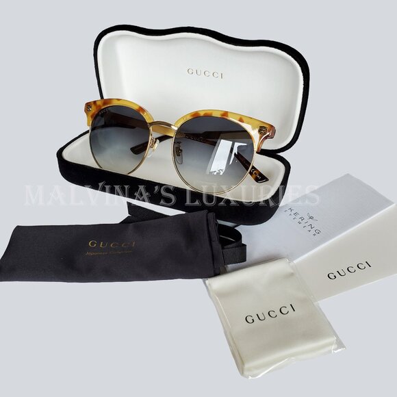 GUCCI SUNGLASSES GG00222 003 HAVANA ACETATE METAL TIGER HEAD GG LOGO ENG… main image 10